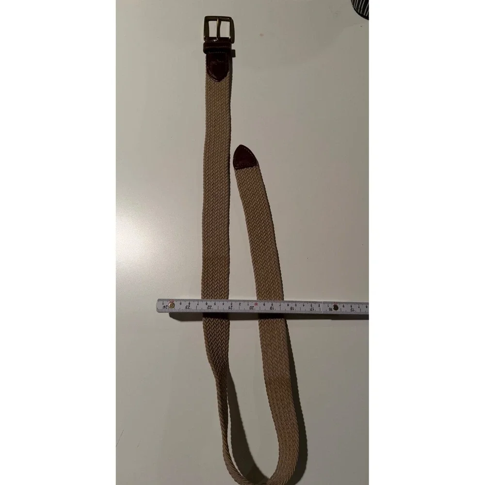 Dockers Mens Braided‎ Stretch Belt Khaki Tan Brown Leather Trim Size 40 11DK0323